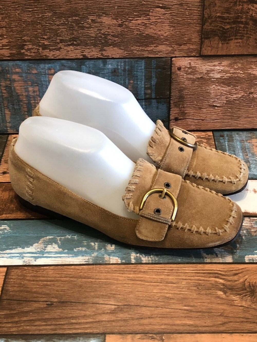 COACH Adeline Loafers Suede Tan Leather Slip on Women's Size 6.5 B